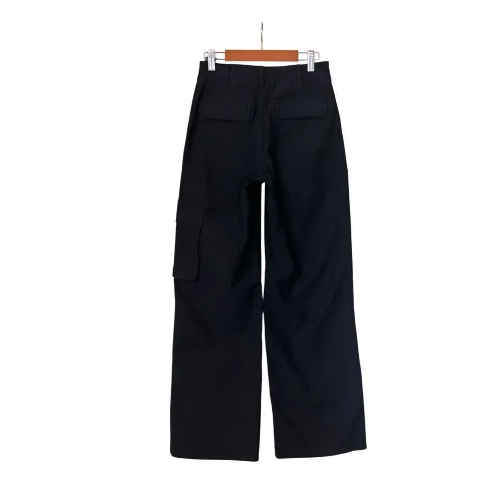 Aritzia TNA High Rise wide leg Cargo Pants Black Pockets